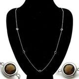 LO1929 - Imitation Rhodium Brass Necklace with Synthetic Synthetic Glass in Brown - Alamode - Flyclothing LLC