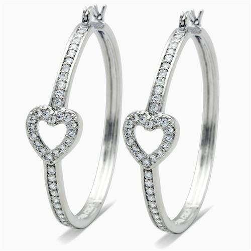 LO1941 - Rhodium Brass Earrings with AAA Grade CZ in Clear - Alamode - Flyclothing LLC