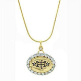 LO1943 - Gold+Rhodium Brass Chain Pendant with AAA Grade CZ in Clear - Alamode - Flyclothing LLC