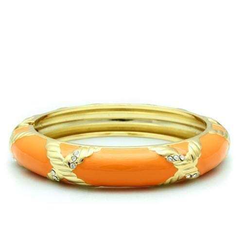 LO1956 - Gold White Metal Bangle with Top Grade Crystal in Clear - Alamode - Flyclothing LLC