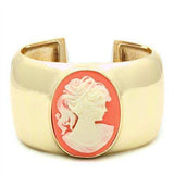 LO1964 - Gold Brass Bangle with Synthetic Synthetic Stone in Multi Color - Alamode - Flyclothing LLC