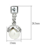 LO1973 - Rhodium White Metal Earrings with Synthetic Pearl in White - Alamode - Flyclothing LLC