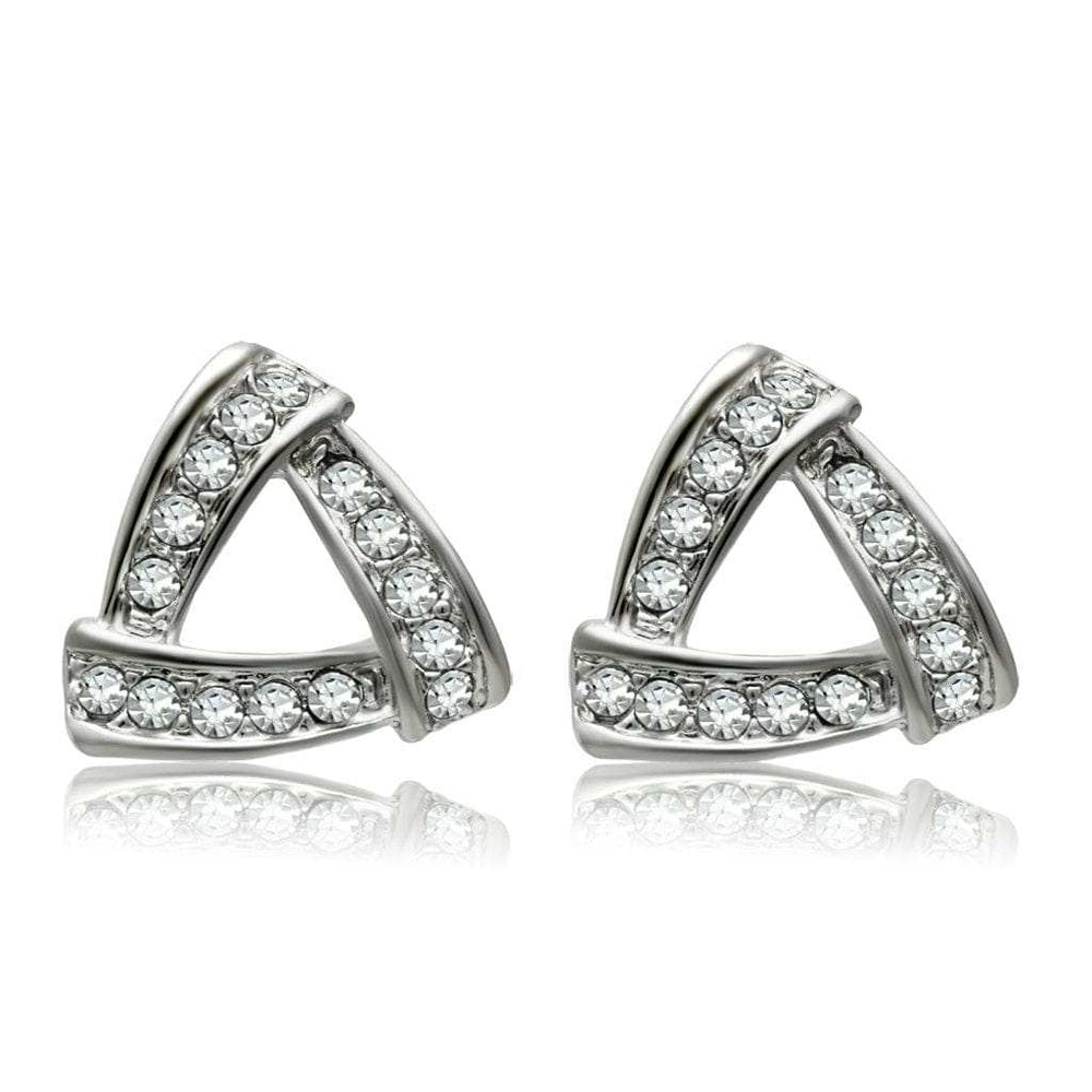 LO1975 - Rhodium White Metal Earrings with Top Grade Crystal in Clear - Alamode - Flyclothing LLC