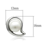 LO1976 - Rhodium White Metal Earrings with Synthetic Pearl in White - Alamode - Flyclothing LLC