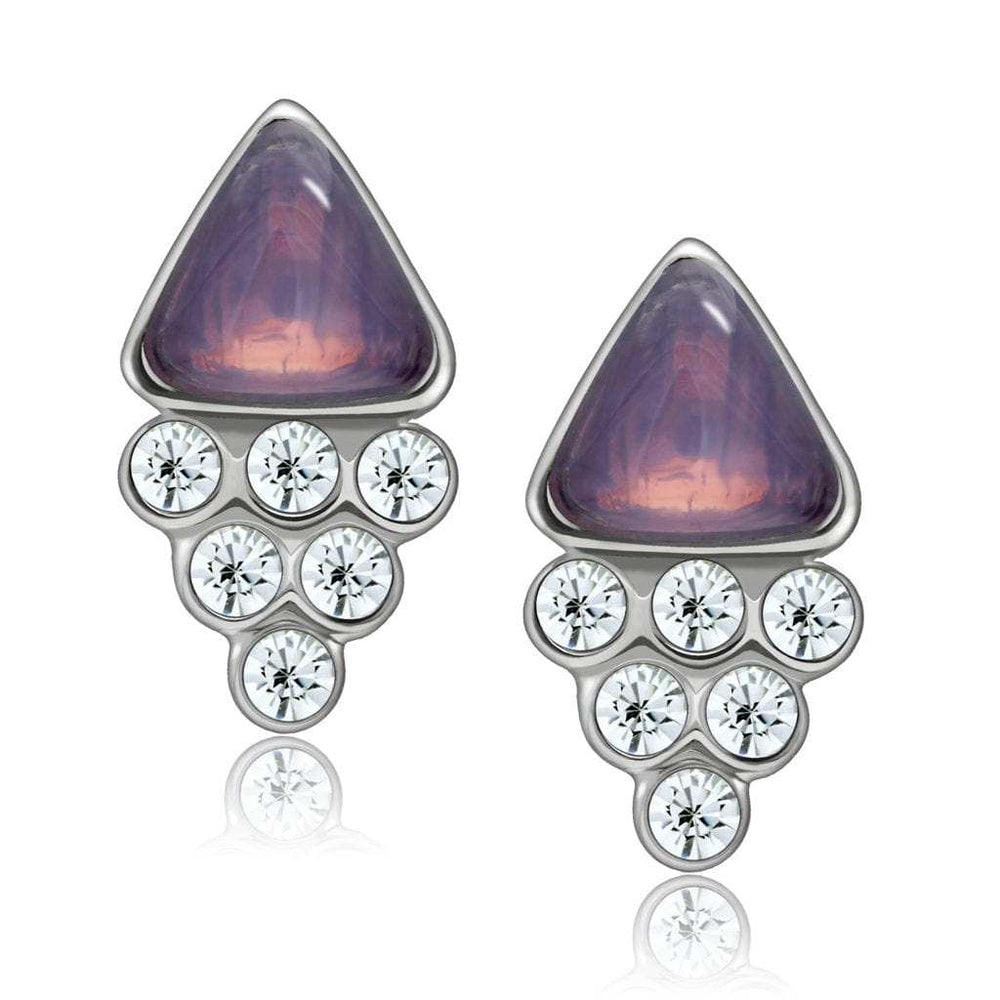 LO1979 - Rhodium White Metal Earrings with Top Grade Crystal in Clear - Alamode - Flyclothing LLC