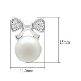 LO1980 - Rhodium White Metal Earrings with Synthetic Pearl in White - Alamode - Flyclothing LLC