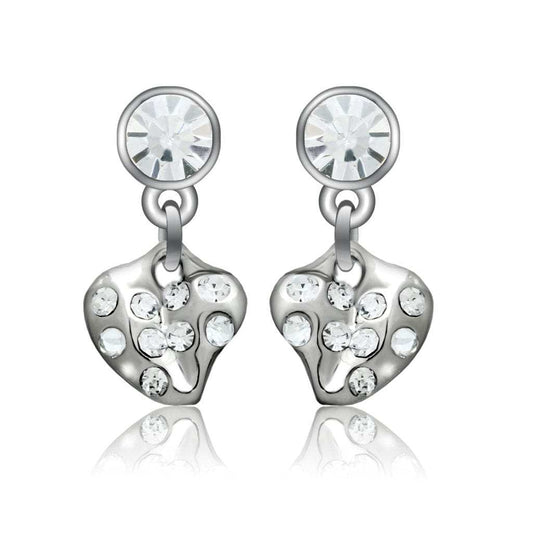 LO1982 - Rhodium White Metal Earrings with Top Grade Crystal in Clear - Alamode - Flyclothing LLC
