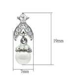 LO1988 - Rhodium White Metal Earrings with Synthetic Pearl in White - Alamode - Flyclothing LLC