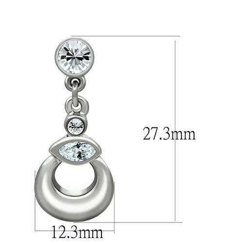 LO1989 - Rhodium White Metal Earrings with Top Grade Crystal in Clear - Alamode - Flyclothing LLC