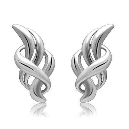LO1991 - Rhodium White Metal Earrings with No Stone - Alamode - Flyclothing LLC