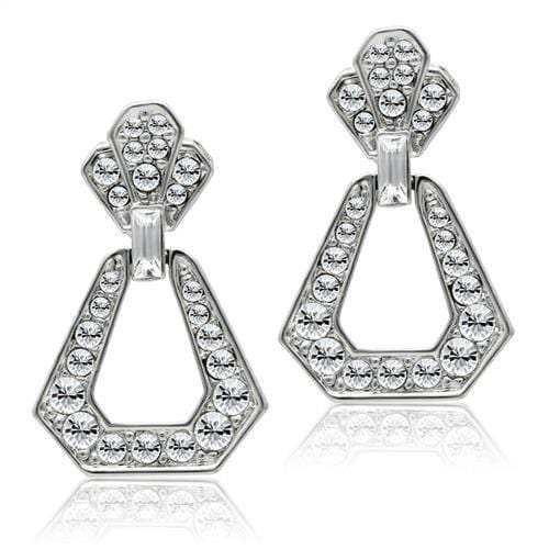 LO1995 - Rhodium White Metal Earrings with Top Grade Crystal in Clear - Alamode - Flyclothing LLC