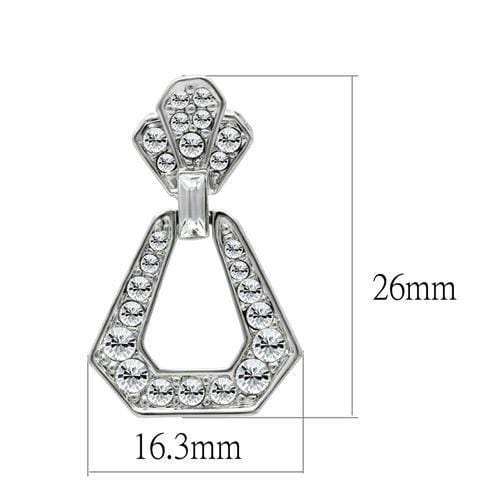 LO1995 - Rhodium White Metal Earrings with Top Grade Crystal in Clear - Alamode - Flyclothing LLC