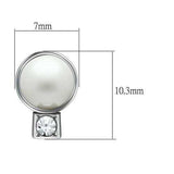 LO1997 - Rhodium White Metal Earrings with Synthetic Pearl in White - Alamode - Flyclothing LLC