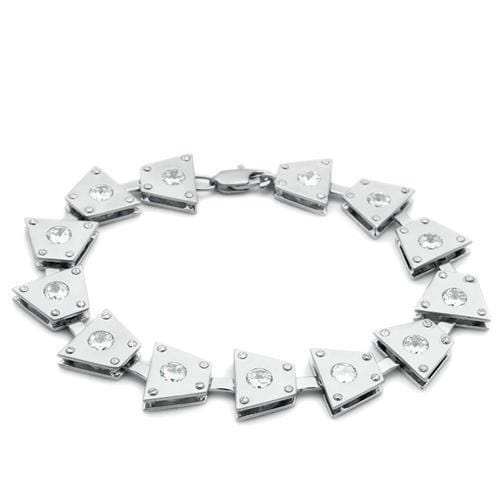 LO2003 - Matte Rhodium & Rhodium Brass Bracelet with AAA Grade CZ in Clear - Alamode - Flyclothing LLC