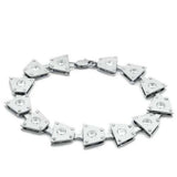LO2003 - Matte Rhodium & Rhodium Brass Bracelet with AAA Grade CZ in Clear - Alamode - Flyclothing LLC