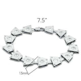 LO2003 - Matte Rhodium & Rhodium Brass Bracelet with AAA Grade CZ in Clear - Alamode - Flyclothing LLC