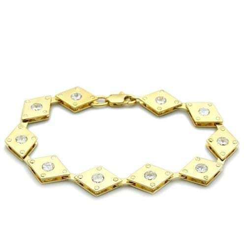 LO2007 - Matte Gold & Gold Brass Bracelet with AAA Grade CZ in Clear - Alamode - Flyclothing LLC