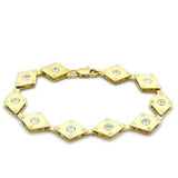 LO2007 - Matte Gold & Gold Brass Bracelet with AAA Grade CZ in Clear - Alamode - Flyclothing LLC