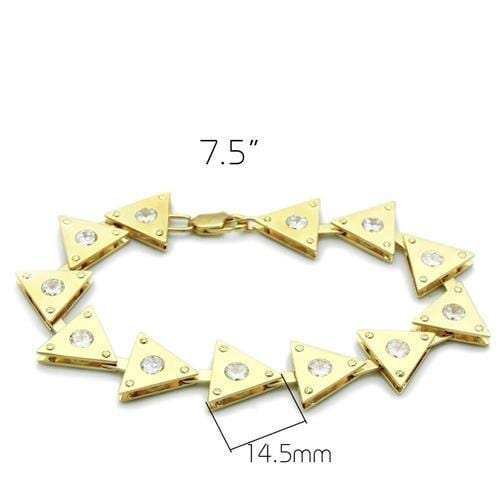 LO2012 - Matte Gold & Gold Brass Bracelet with AAA Grade CZ in Clear - Alamode - Flyclothing LLC