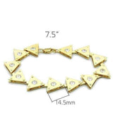 LO2012 - Matte Gold & Gold Brass Bracelet with AAA Grade CZ in Clear - Alamode - Flyclothing LLC