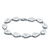 LO2014 - Matte Rhodium & Rhodium Brass Bracelet with AAA Grade CZ in Clear - Alamode - Flyclothing LLC