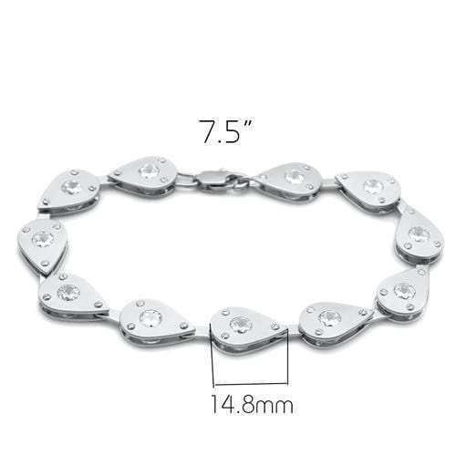 LO2014 - Matte Rhodium & Rhodium Brass Bracelet with AAA Grade CZ in Clear - Alamode - Flyclothing LLC