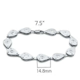 LO2014 - Matte Rhodium & Rhodium Brass Bracelet with AAA Grade CZ in Clear - Alamode - Flyclothing LLC
