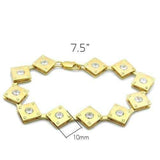 LO2017 - Matte Gold & Gold Brass Bracelet with AAA Grade CZ in Clear - Alamode - Flyclothing LLC