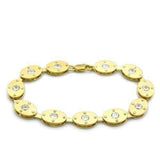 LO2018 - Matte Gold & Gold Brass Bracelet with AAA Grade CZ in Clear - Alamode - Flyclothing LLC