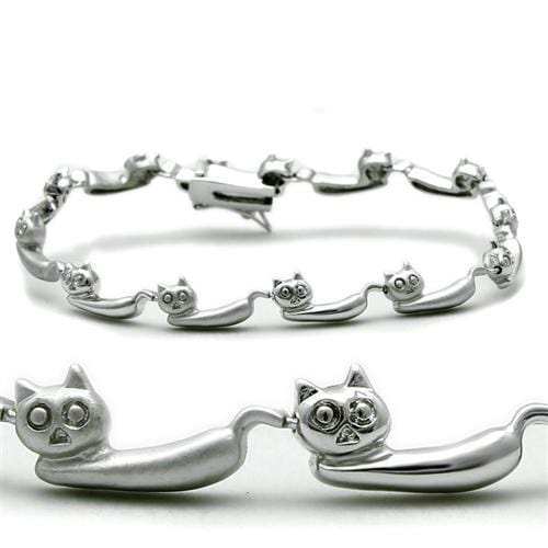 LO2023 - Matte Rhodium & Rhodium Brass Bracelet with No Stone - Alamode - Flyclothing LLC