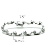 LO2023 - Matte Rhodium & Rhodium Brass Bracelet with No Stone - Alamode - Flyclothing LLC
