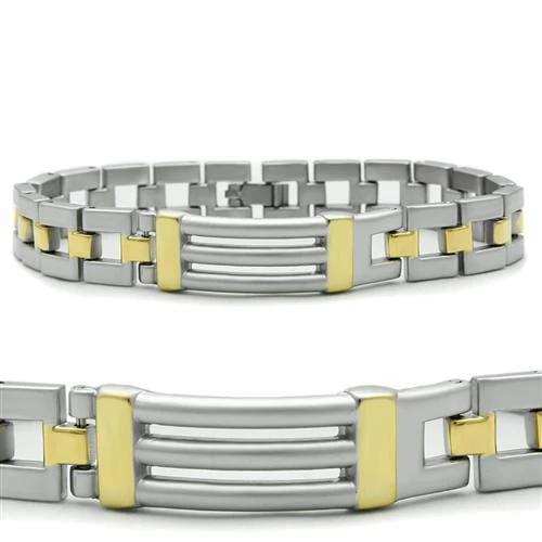 LO2030 - Matte Rhodium & Gold White Metal Bracelet with No Stone - Alamode - Flyclothing LLC