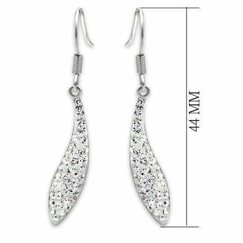 LO2041 - Rhodium Brass Earrings with Top Grade Crystal in Clear - Alamode - Flyclothing LLC