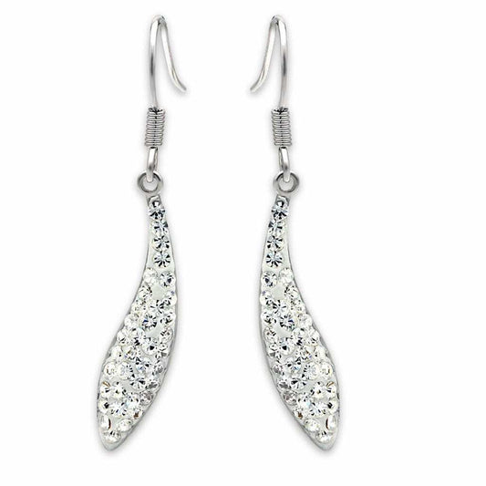 LO2041 - Rhodium Brass Earrings with Top Grade Crystal in Clear - Alamode - Flyclothing LLC