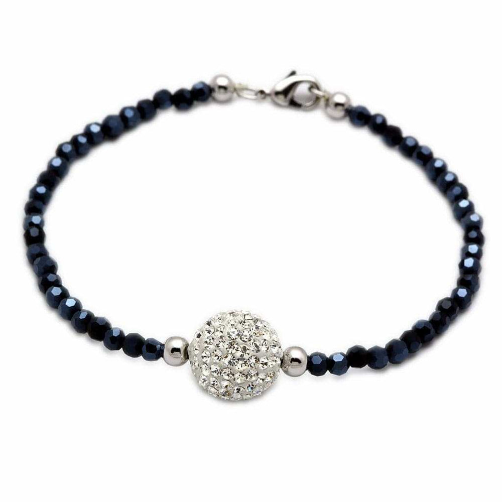 LO2047 - Rhodium Brass Bracelet with Top Grade Crystal in Clear - Alamode - Flyclothing LLC