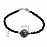 LO2048 - Rhodium + Ruthenium Brass Bracelet with Top Grade Crystal in Jet - Alamode - Flyclothing LLC