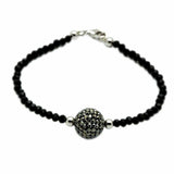 LO2048 - Rhodium + Ruthenium Brass Bracelet with Top Grade Crystal in Jet - Alamode - Flyclothing LLC