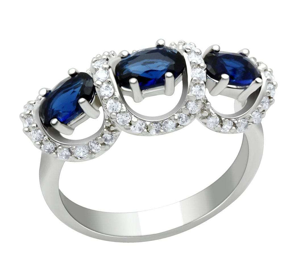 LO2049 - Rhodium Brass Ring with Synthetic Synthetic Glass in Montana - Alamode - Flyclothing LLC