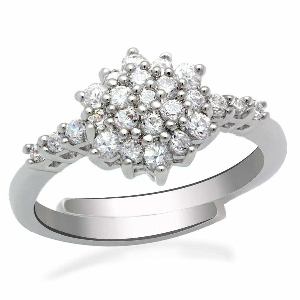 LO2052 - Rhodium Brass Ring with AAA Grade CZ in Clear - Alamode - Flyclothing LLC