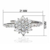 LO2052 - Rhodium Brass Ring with AAA Grade CZ in Clear - Alamode - Flyclothing LLC