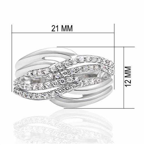 LO2054 - Rhodium Brass Ring with AAA Grade CZ in Clear - Alamode - Flyclothing LLC