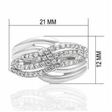 LO2054 - Rhodium Brass Ring with AAA Grade CZ in Clear - Alamode - Flyclothing LLC