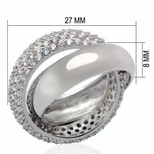 LO2055 - Rhodium Brass Ring with AAA Grade CZ in Clear - Alamode - Flyclothing LLC