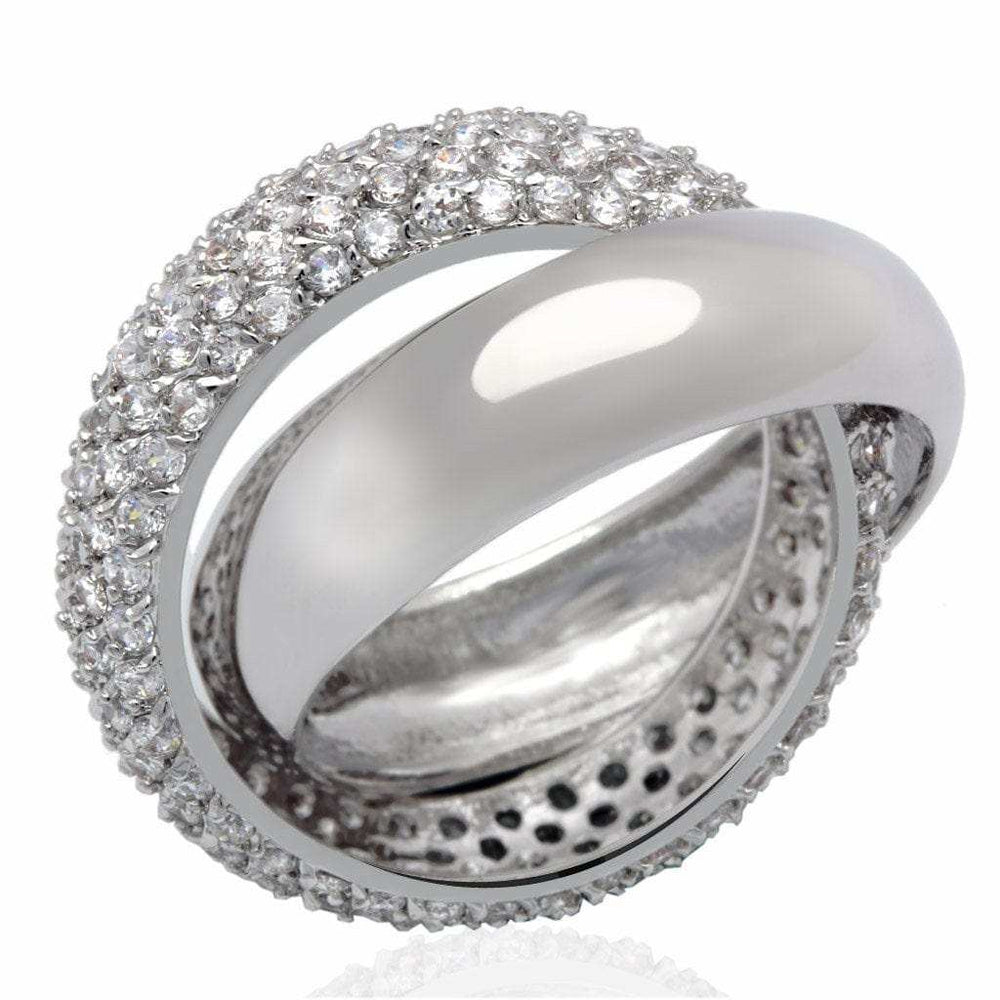 LO2055 - Rhodium Brass Ring with AAA Grade CZ in Clear - Alamode - Flyclothing LLC