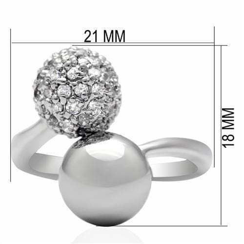 LO2059 - Rhodium Brass Ring with AAA Grade CZ in Clear - Alamode - Flyclothing LLC