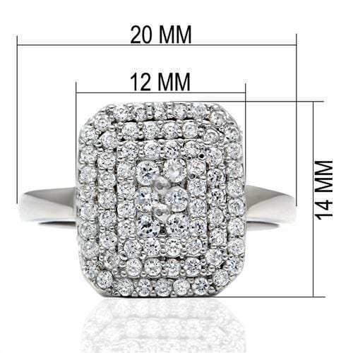 LO2064 - Rhodium Brass Ring with AAA Grade CZ in Clear - Alamode - Flyclothing LLC