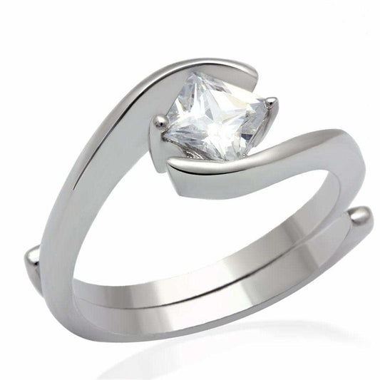 LO2067 - Rhodium Brass Ring with AAA Grade CZ in Clear - Alamode - Flyclothing LLC