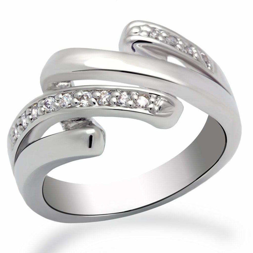 LO2068 - Rhodium Brass Ring with AAA Grade CZ in Clear - Alamode - Flyclothing LLC