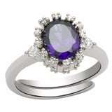 LO2073 - Rhodium Brass Ring with AAA Grade CZ in Amethyst - Alamode - Flyclothing LLC