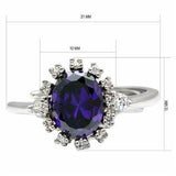 LO2073 - Rhodium Brass Ring with AAA Grade CZ in Amethyst - Alamode - Flyclothing LLC